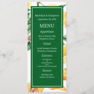 Wedding Mediterranean Italy Greece Lemon Flat Menu