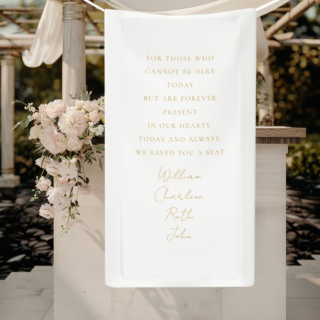 Wedding, Memorial Banner, Elegant, Script Font Banner ("In loving memory" Memorial, White, Banner with your Text/Names for Wedding or other Occasions.)