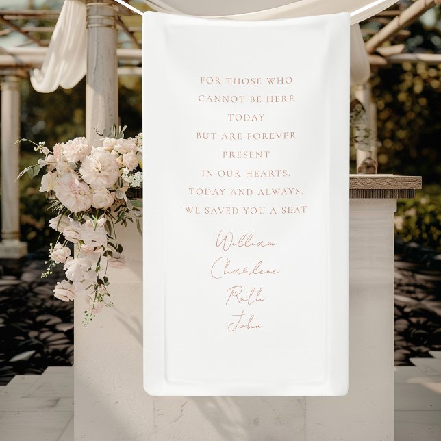Wedding, Memorial Banner, Elegant, Script Font Banner ("In loving memory" Memorial, White, Banner with your Text/Names for Wedding or other Occasions.)