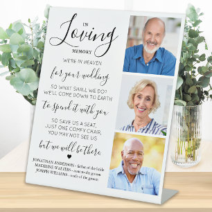 Wedding Memorial Custom 3 Photo In Loving Memory  Pedestal Sign