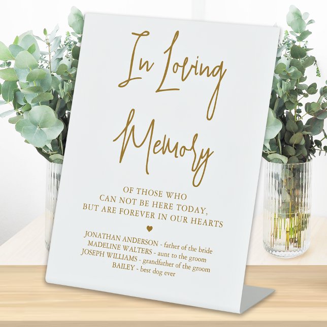 Wedding Memorial Elegant Gold In Loving Memory  Pedestal Sign (Creator Uploaded)