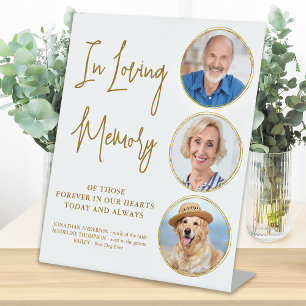 Wedding Memorial Elegant Gold Loving Memory Photo Pedestal Sign