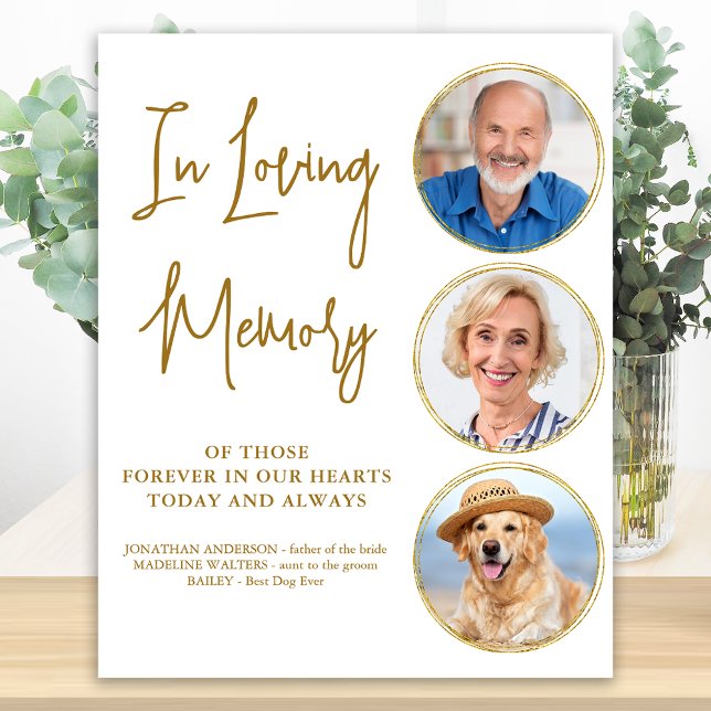 Wedding Memorial Elegant Gold Loving Memory Photo Poster (Creator Uploaded)
