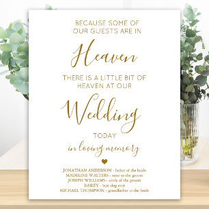Wedding Memorial Gold Personalised Heaven Poem Poster