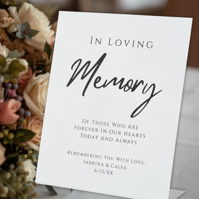 Wedding Memorial Modern Black And White Pedestal Sign (Wedding Memorial Modern Black And White Pedestal Sign)