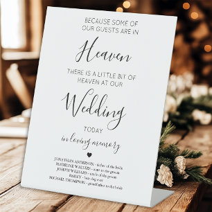 Wedding Memorial Modern Personalised Heaven Poem  Pedestal Sign
