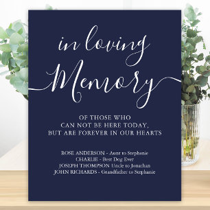 Wedding Memorial Navy Blue In Loving Memory Poster
