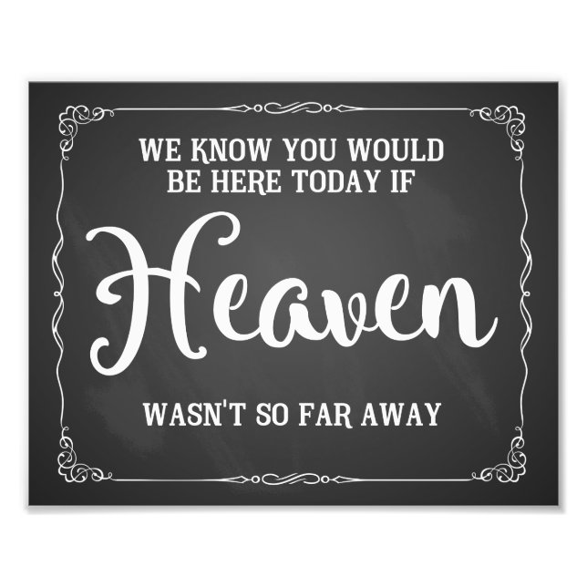 wedding memorial sign, remembrance, chalkboard photo print (Front)