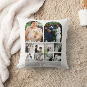 Wedding Memories 10 Photo Collage Couple Template Cushion