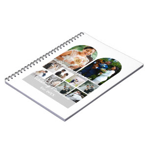 Wedding Memories 10 Photo Collage Couple Template Notebook