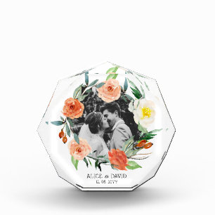 Wedding Memories Watercolor Floral Wreath Named Ph Photo Block