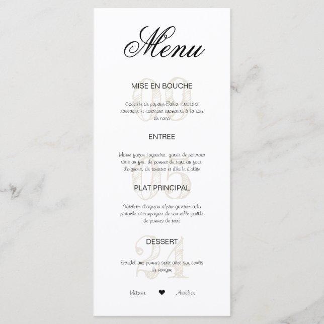 Wedding Menu (Front)