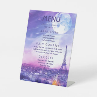 Wedding Menu Amour Éternel à la Parisienne Pedestal Sign