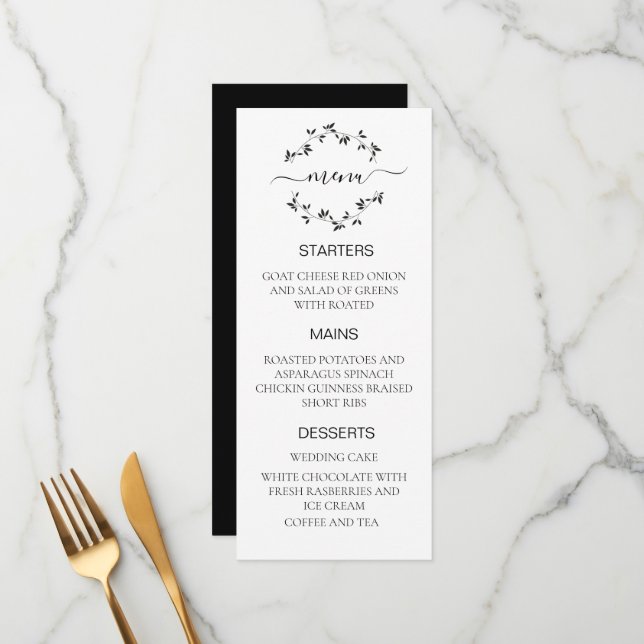 Wedding Menu black and white (Front/Back In Situ)