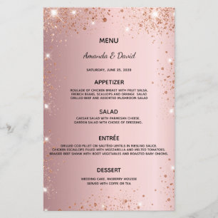 Wedding Menu blush pink glitter