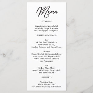 Wedding Menu  - Bridal Shower Menu - French