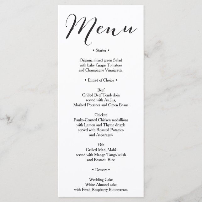 Wedding Menu  - Bridal Shower Menu - Rustic (Front)