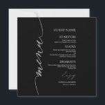 Wedding Menu Card Faux Glitter Silver Black<br><div class="desc">A simple chic calligraphy wedding menu card with guest name. PLEASE NOTE: customise this template one by one (adding the guest name ), and add each menu card separately to your cart. CUSTOMIZATION: If you need design customisation, please get in touch with me via chat; if you need information about...</div>