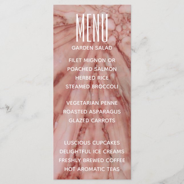 Wedding Menu Card Lovely In Pinks and Lavenders (Front)