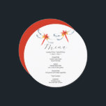 Wedding Menu Card Red Dragonfly<br><div class="desc">This wedding menu card features simple watercolor red dragonflies. The card reverses to a complimentary red colour. Use the template fields to DIY your personalised details. The elegant round design is a charming choice for weddings. To see more custom wedding dinner menus and ideas like this visit www.zazzle.com/dotellabelle Unique watercolor...</div>