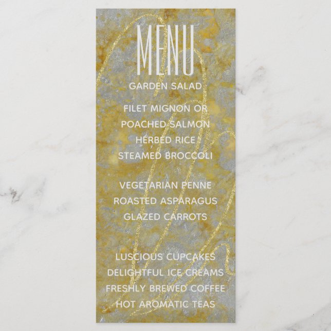 Wedding Menu Card Silver Lining (Front)