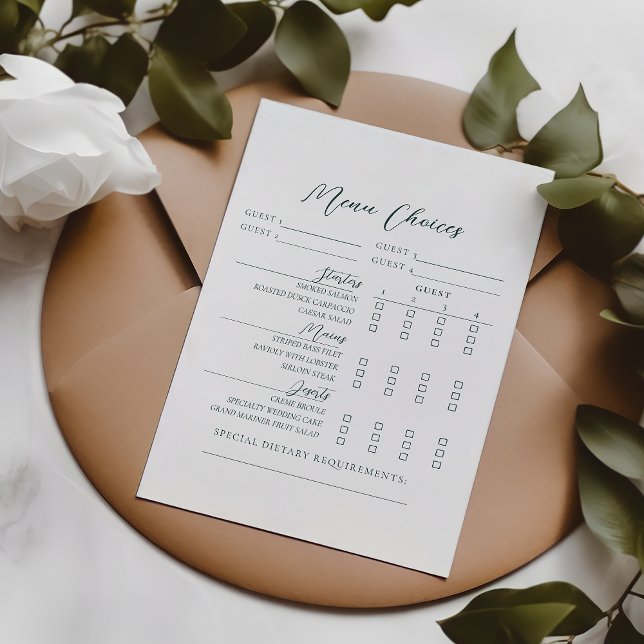 Wedding Menu Choice Meal Selection Card (Creator Uploaded)
