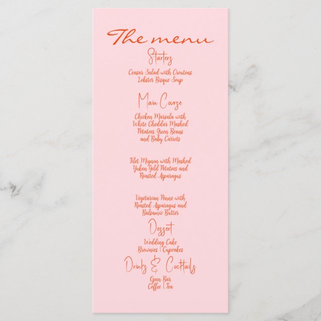 Wedding Menu – Colourful Whimsical Vintage (Front)
