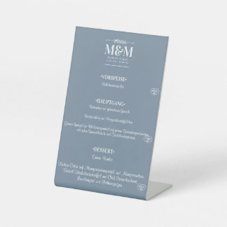 wedding menu Dusty Blue 01 socket label Pedestal Sign