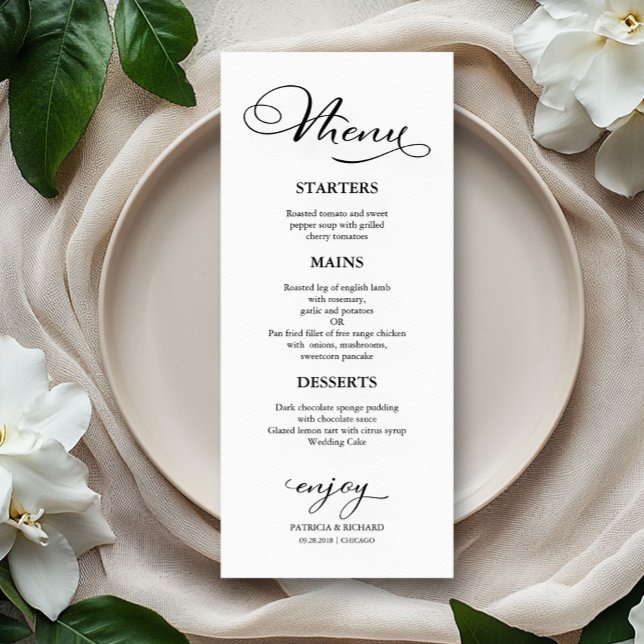 Wedding Menu Elegant Black Calligraphy (Creator Uploaded)