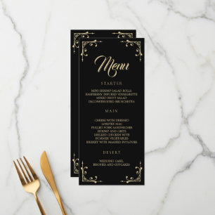 Wedding Menu Elegant Deco Gold Retro Black