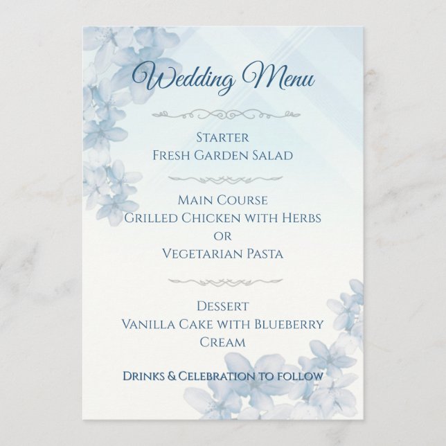 Wedding Menu Elegant Editable  (Front)