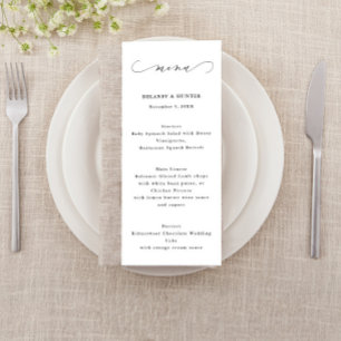 Wedding Menu, Elegant Script Minimalist Tall Menu