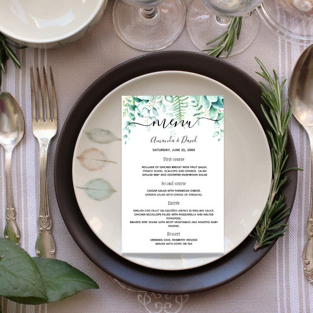Wedding Menu eucalyptus greenery woodland ferns  (Creator Uploaded)