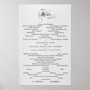 WEDDING MENU in French theme 1874 Poster