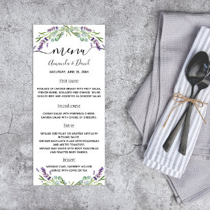 Wedding Menu lavender eucalyptus greenery