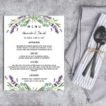 Wedding Menu lavender eucalyptus greenery<br><div class="desc">An elegant,  glamourous wedding menu card. Personalise and add your names,  date and the wedding menu. Decorated with lavender florals,  flowers and eucalyptus greenery.</div>