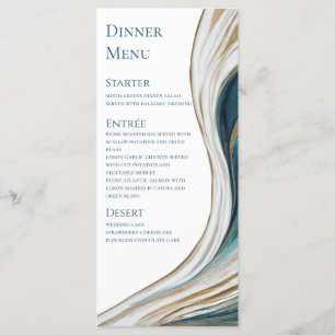 Wedding Menu-Modern -Blue and Gold- Menu
