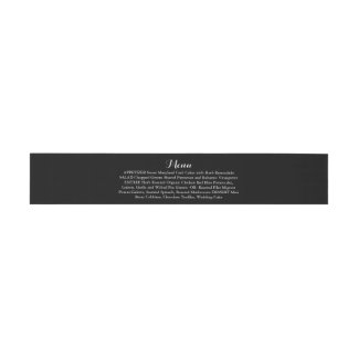 Wedding Menu Napkin Ring Belly Band Invitation Belly Band