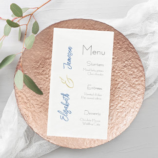 Wedding Menu Napkins, Elegant, Custom Wedding Napkin