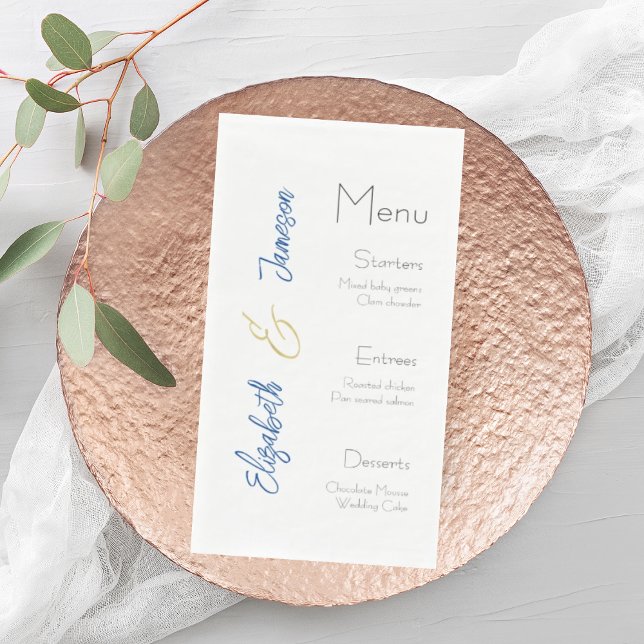 Wedding Menu Napkins, Elegant, Custom Wedding Napkin (Creator Uploaded)
