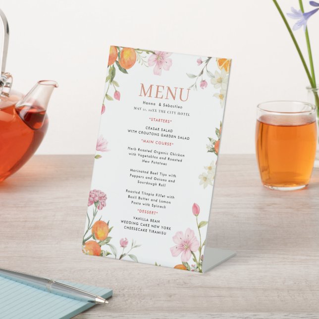 Wedding Menu Pedestal Sign (In SItu)