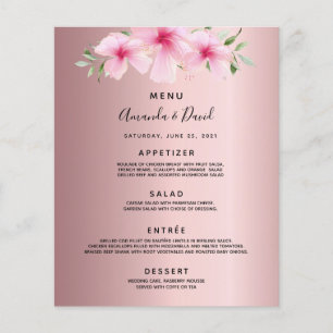Wedding Menu pink flowers dusty rose