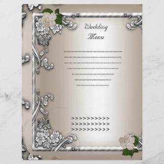 Wedding Menu Program Cream Rose White