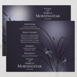 Wedding Menu Program Dusty Plum Dragonfly