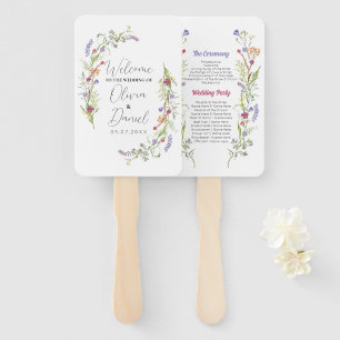 Wedding Menu Programme Wildflowers Floral Hand Fan