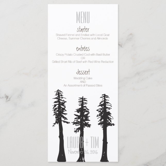 Wedding Menu Redwood Trees (Front)