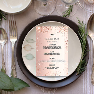 Wedding Menu rose gold glitter dust metallic