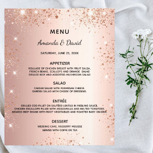 Wedding Menu rose gold glitter sparkles budget