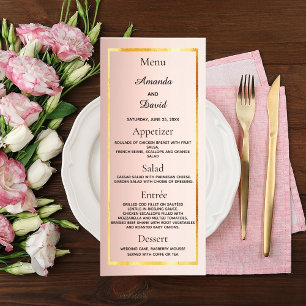 Wedding Menu rose gold pink glam minimalist