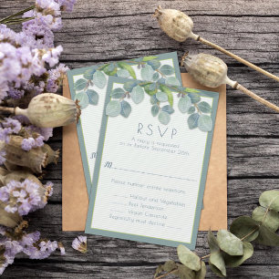 Wedding Menu RSVP Card Botanical Eucalyptus Branch